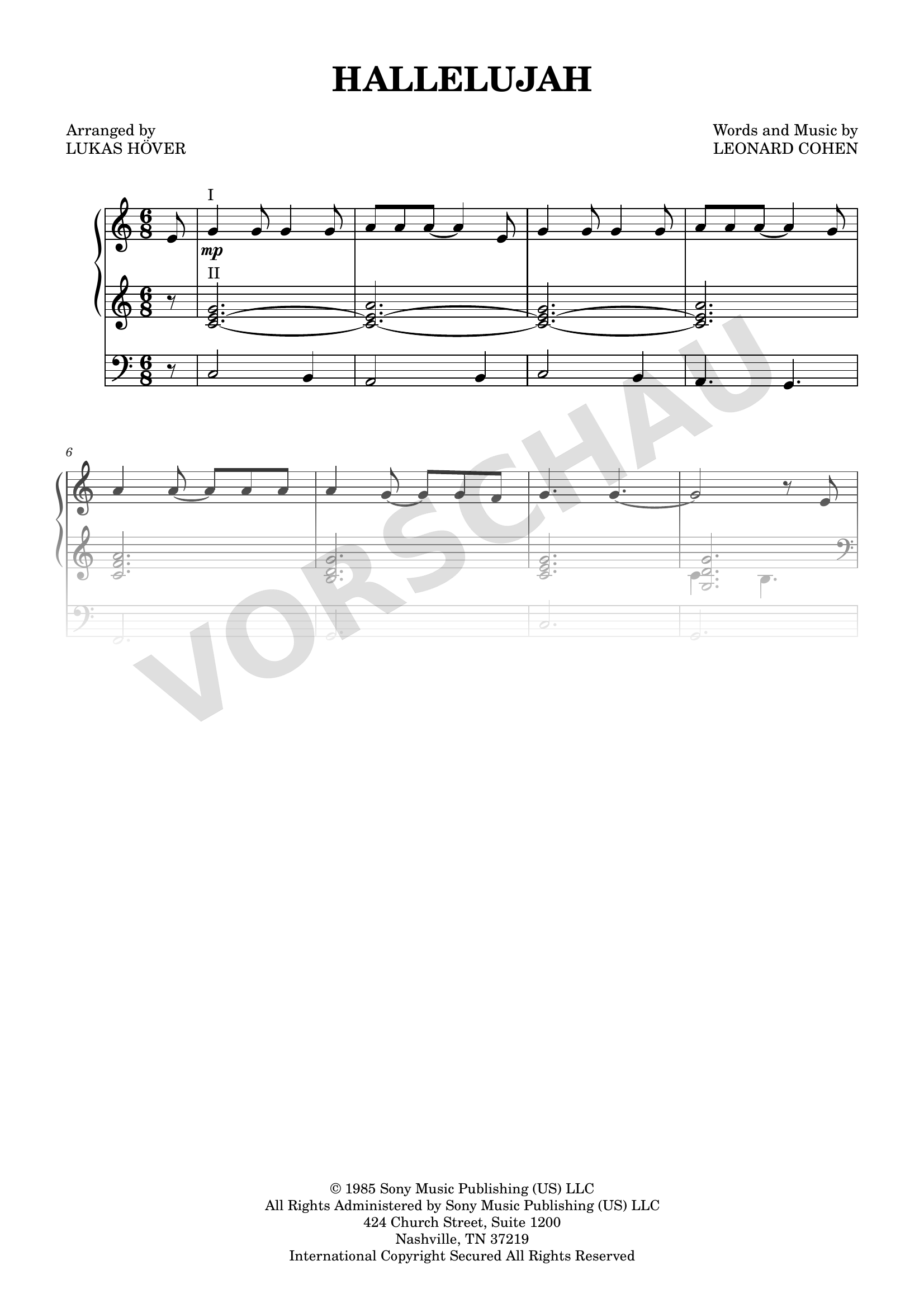 Notenseite 1 von 2 aus Hallelujah